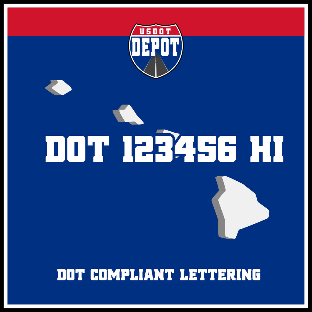 USDOT Number Sticker Decal Lettering Hawaii (2-Pack)