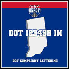 Load image into Gallery viewer, USDOT Number Sticker Decal Lettering Indiana (2-Pack)
