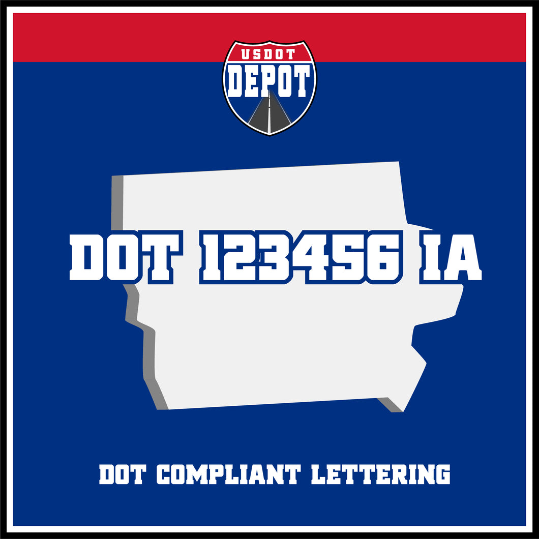 USDOT Number Sticker Decal Lettering Iowa (2-Pack)