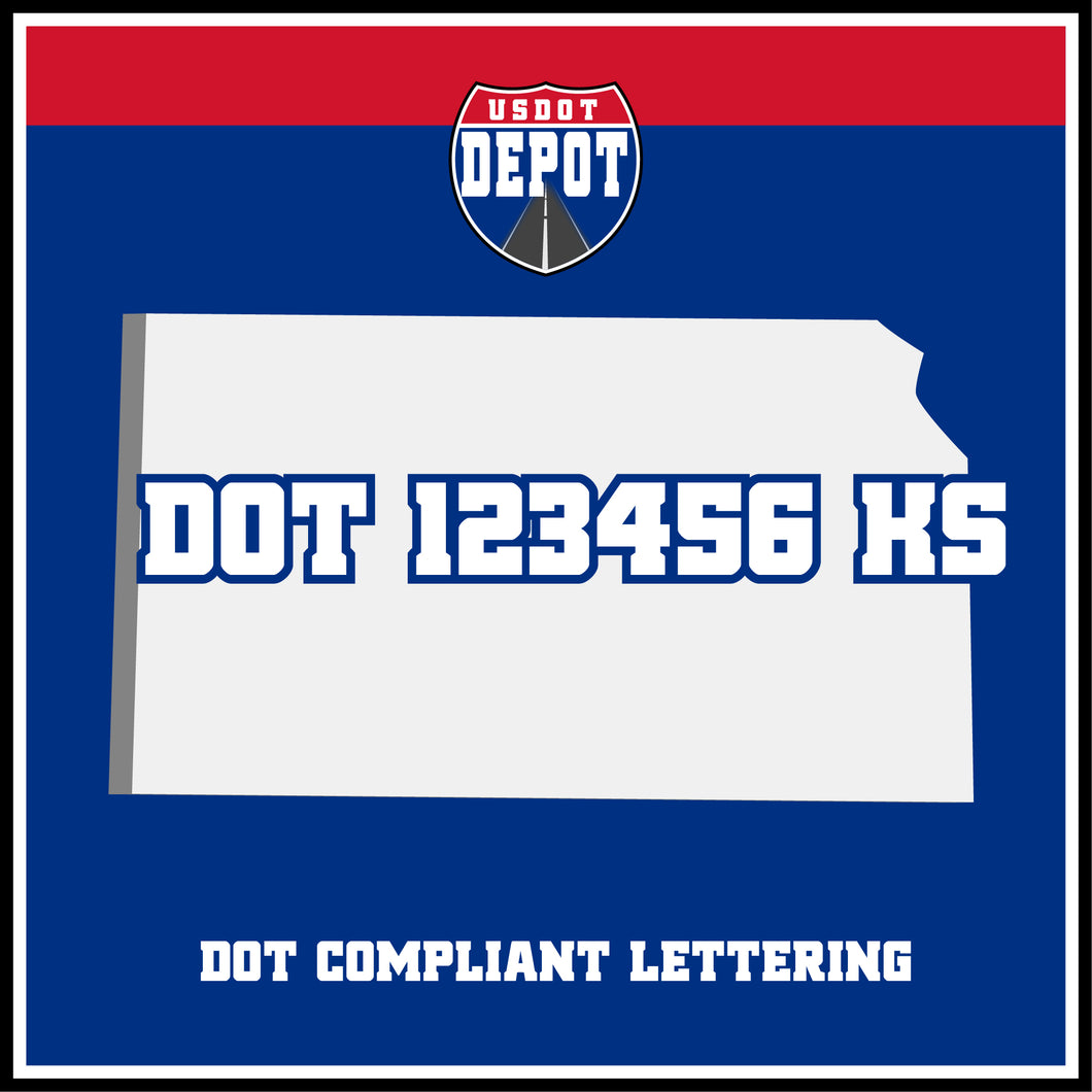 USDOT Number Sticker Decal Lettering Kansas (2-Pack)
