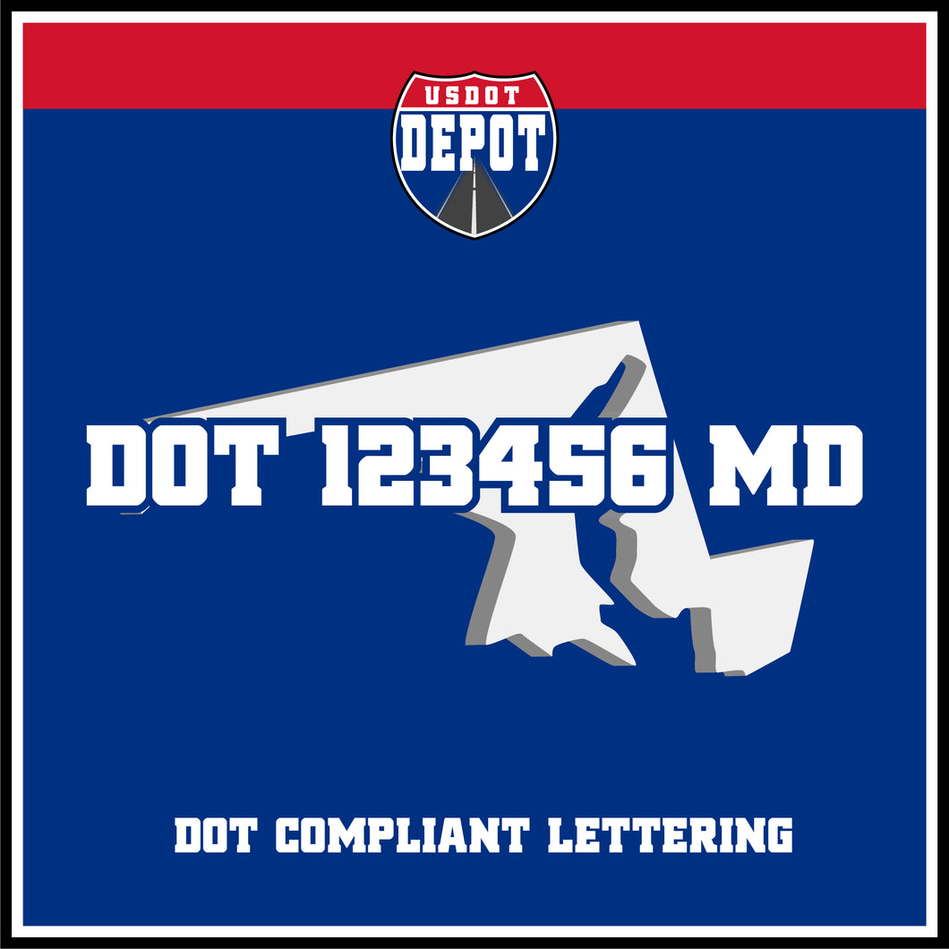 USDOT Number Sticker Decal Lettering Maryland (2-Pack)