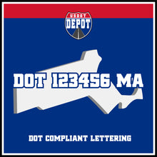 Load image into Gallery viewer, USDOT Number Sticker Decal Lettering Massachusetts (2-Pack)
