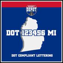 Load image into Gallery viewer, USDOT Number Sticker Decal Lettering Michigan (2-Pack)
