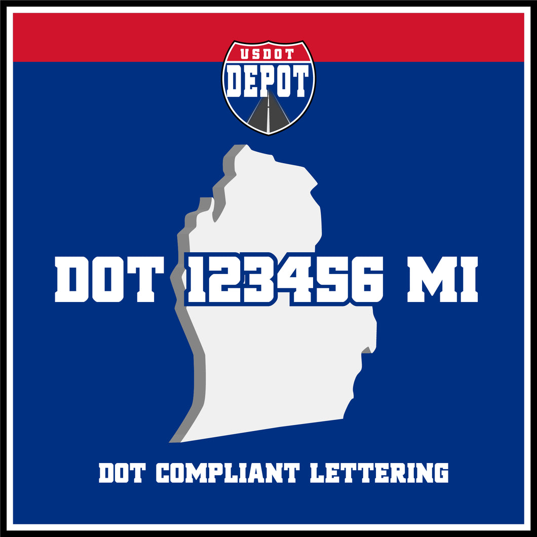 USDOT Number Sticker Decal Lettering Michigan (2-Pack)