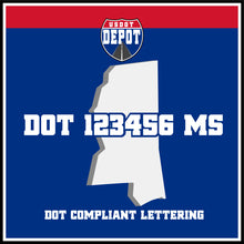 Load image into Gallery viewer, USDOT Number Sticker Decal Lettering Mississippi (2-Pack)
