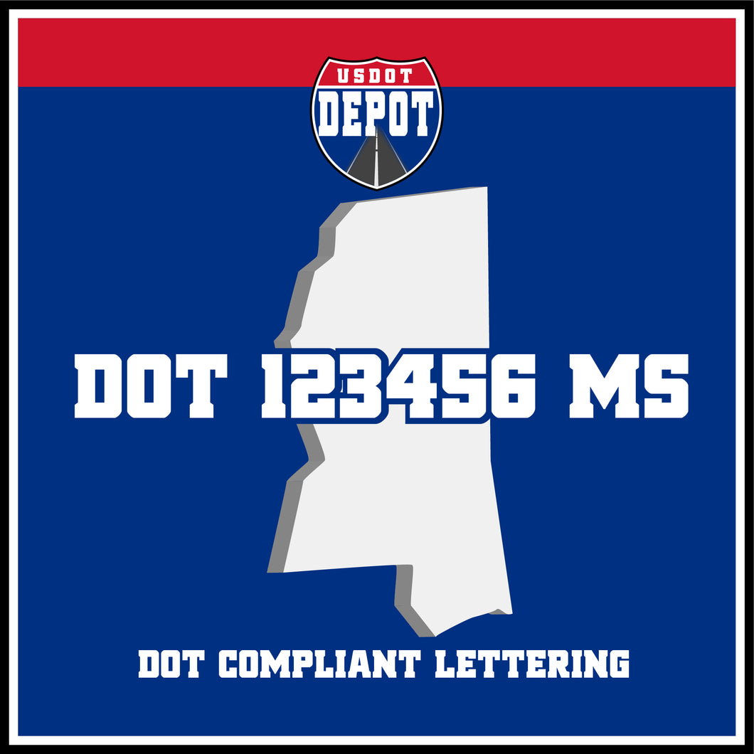 USDOT Number Sticker Decal Lettering Mississippi (2-Pack)