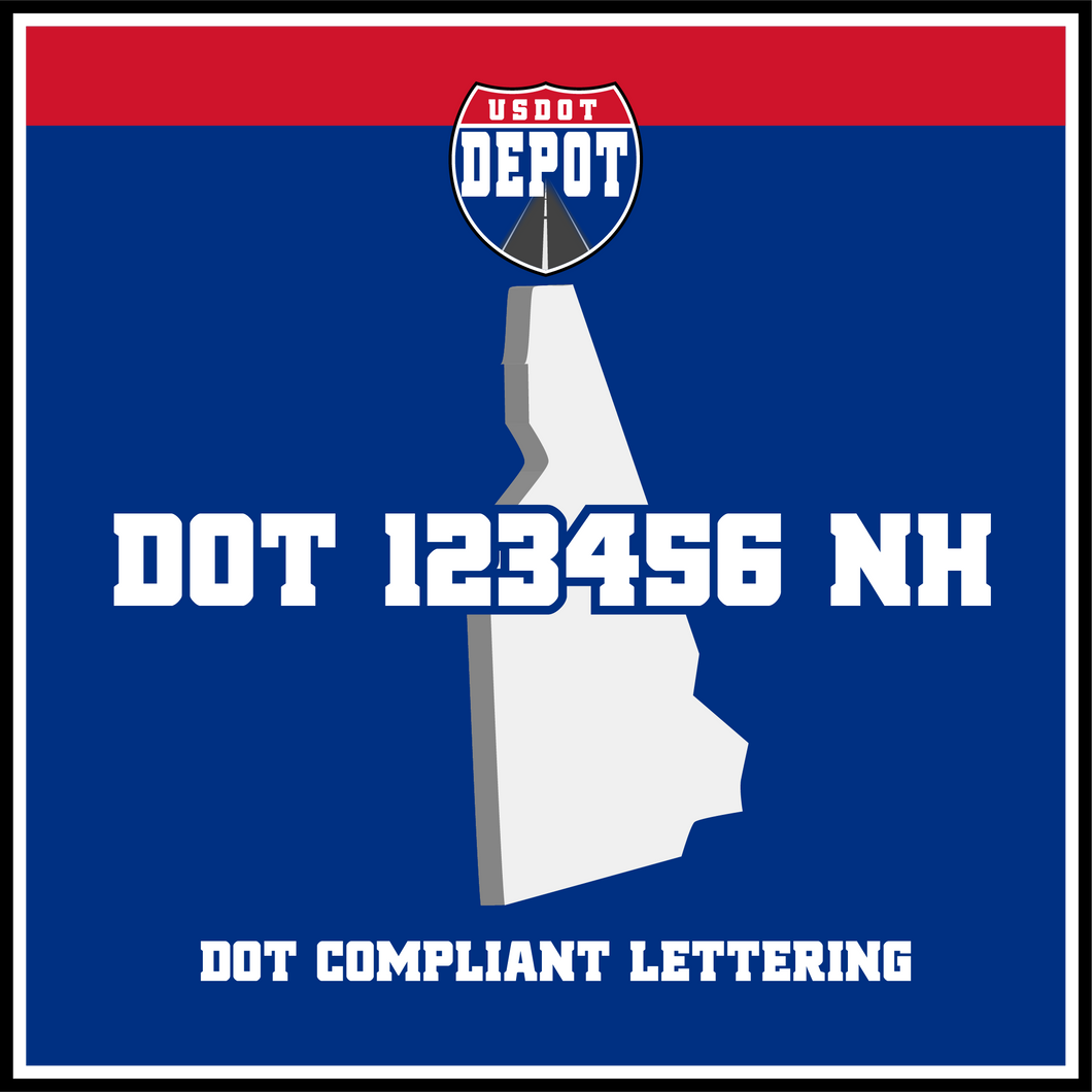 USDOT Number Sticker Decal Lettering New Hampshire (2-Pack)