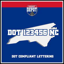 Load image into Gallery viewer, USDOT Number Sticker Decal Lettering North Carolina (2-Pack)
