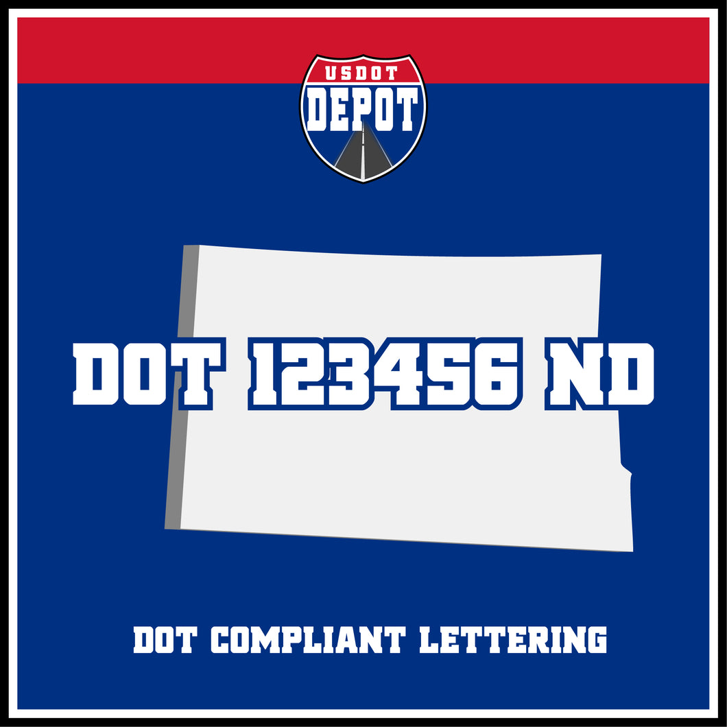 USDOT Number Sticker Decal Lettering North Dakota (2-Pack)