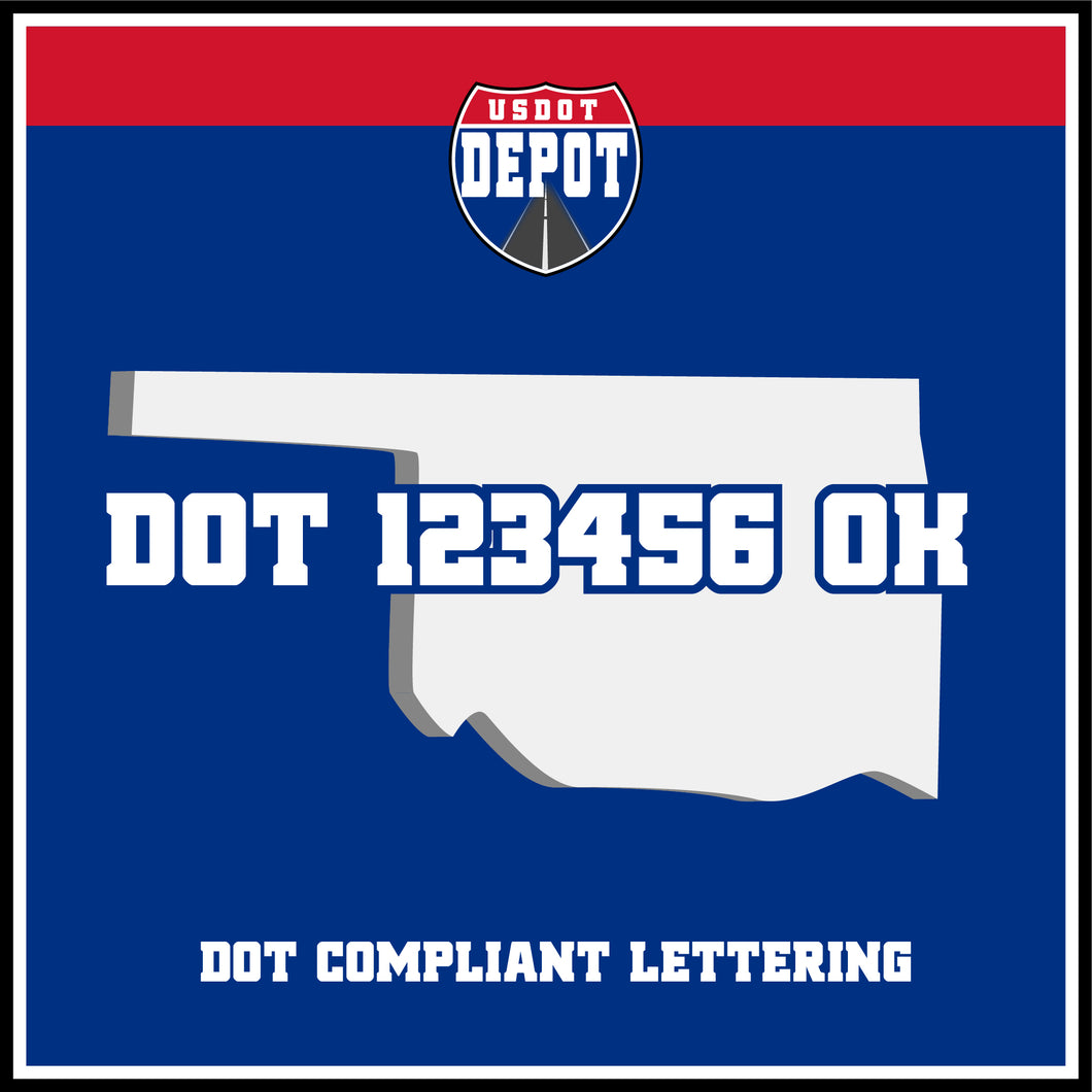 USDOT Number Sticker Decal Lettering Oklahoma (2-Pack)