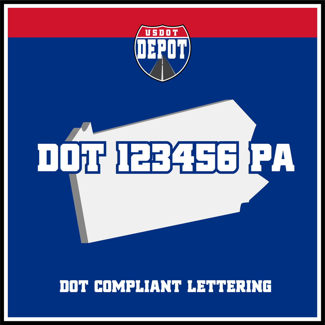 USDOT Number Sticker Decal Lettering Pennsylvania (2-Pack)