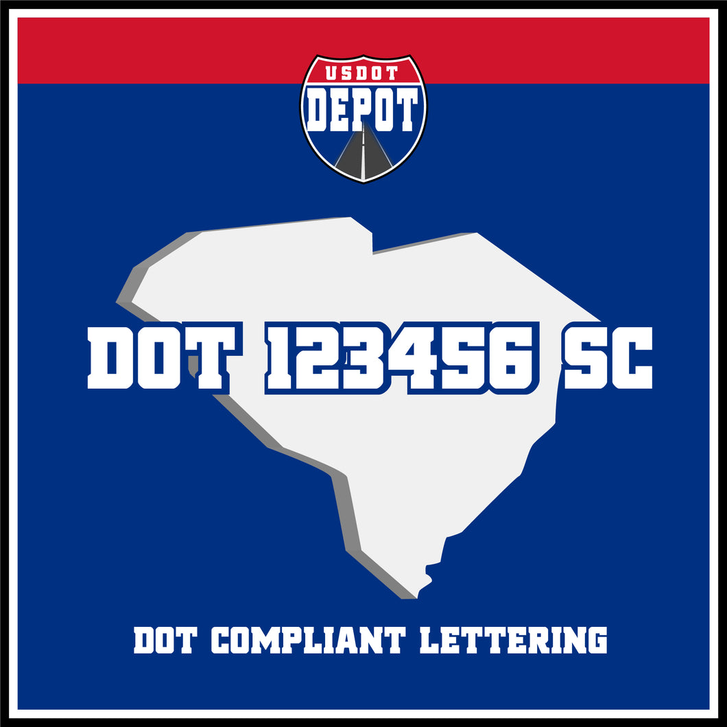 USDOT Number Sticker Decal Lettering South Carolina (2-Pack)