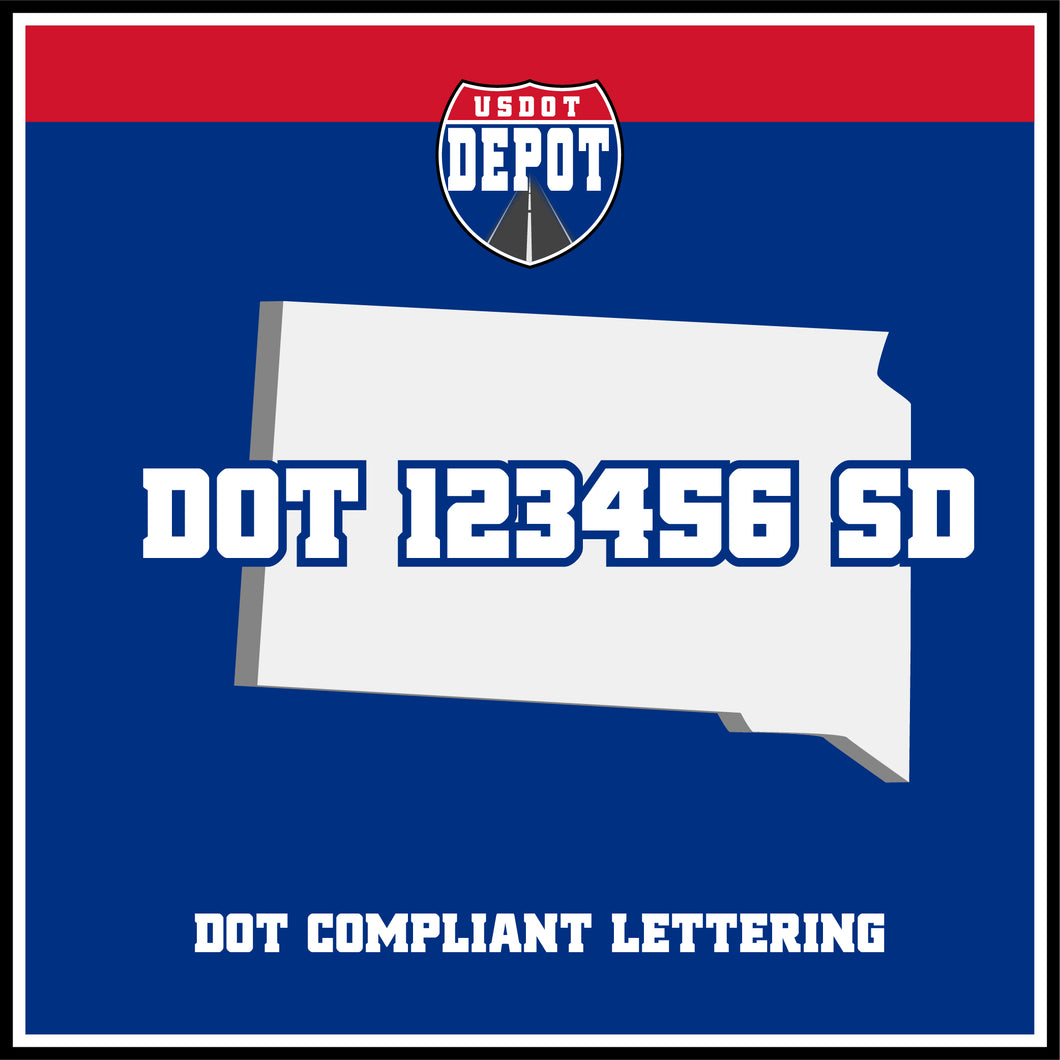 USDOT Number Sticker Decal Lettering South Dakota (2-Pack)