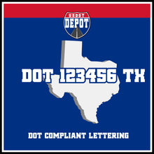 Load image into Gallery viewer, USDOT Number Sticker Decal Lettering Texas (2-Pack)
