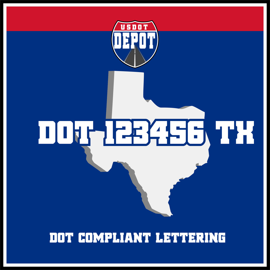 USDOT Number Sticker Decal Lettering Texas (2-Pack)