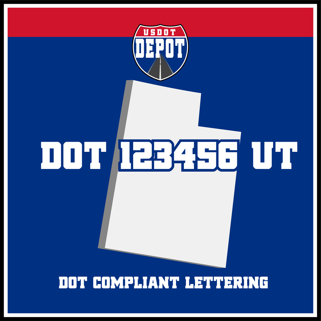 USDOT Number Sticker Decal Lettering Utah (2-Pack)