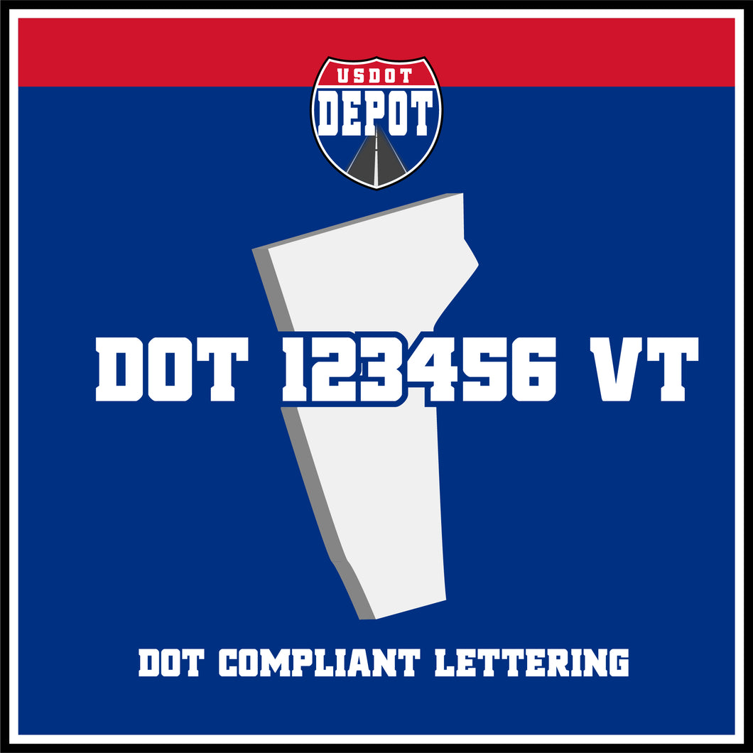 USDOT Number Sticker Decal Lettering Vermont (2-Pack)