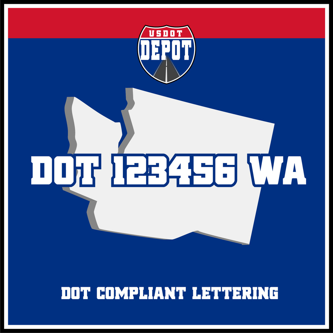 USDOT Number Sticker Decal Lettering Washington (2-Pack)