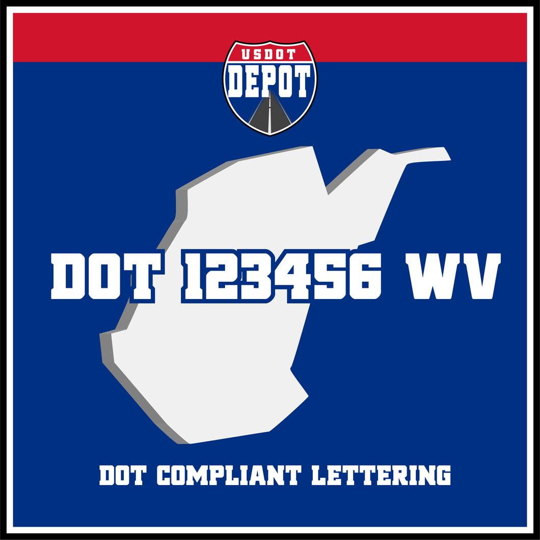 USDOT Number Sticker Decal Lettering West Virginia (2-Pack)