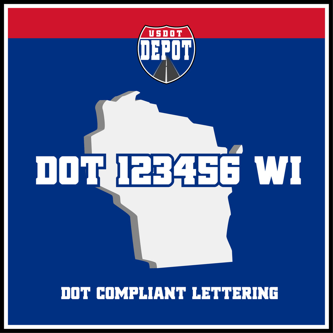 USDOT Number Sticker Decal Lettering Wisconsin (2-Pack)