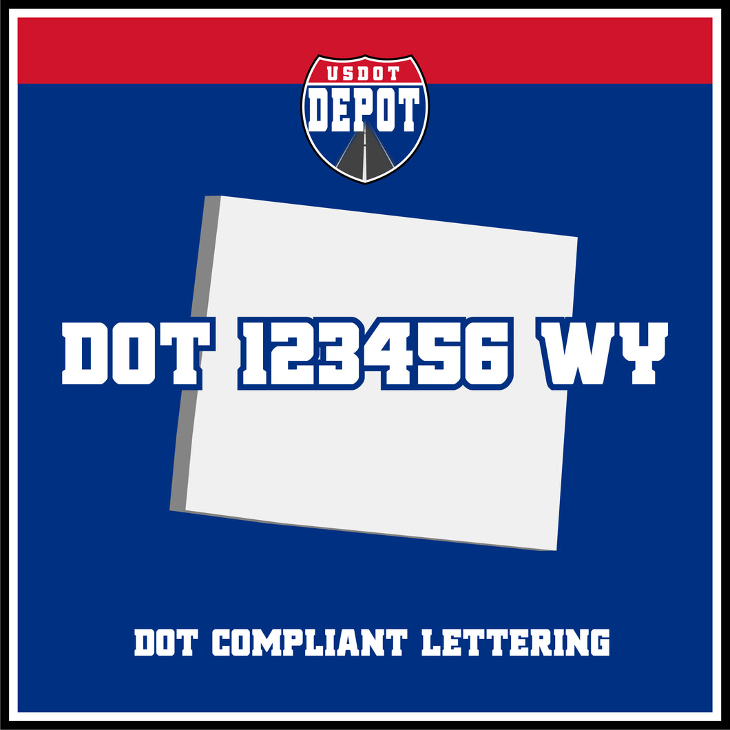 USDOT Number Sticker Decal Lettering Wyoming (2-Pack)