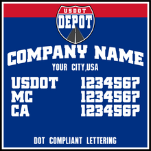 Load image into Gallery viewer, Arched Company Name Lettering Decal with USDOT MC &amp; CA Number Sticker (2-Pack)
