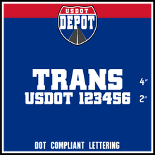 Load image into Gallery viewer, Transport Name Truck Door Decal with USDOT Number Lettering (2-Pack)
