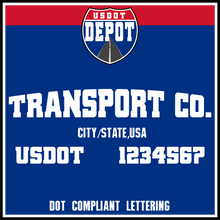 Load image into Gallery viewer, Arched Transport Name with USDOT Number Lettering Decal Sticker (2-Pack)
