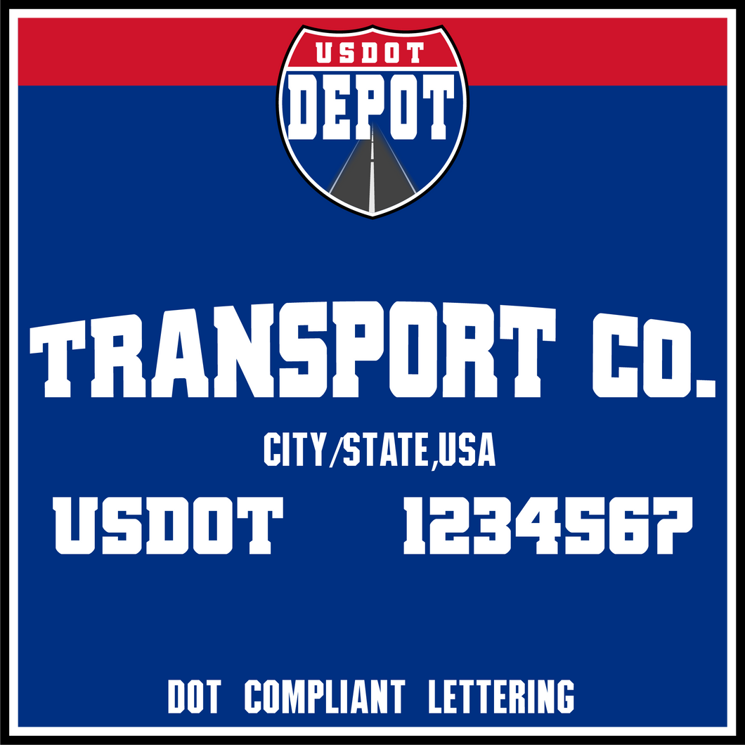 Arched Transport Name with USDOT Number Lettering Decal Sticker (2-Pack)