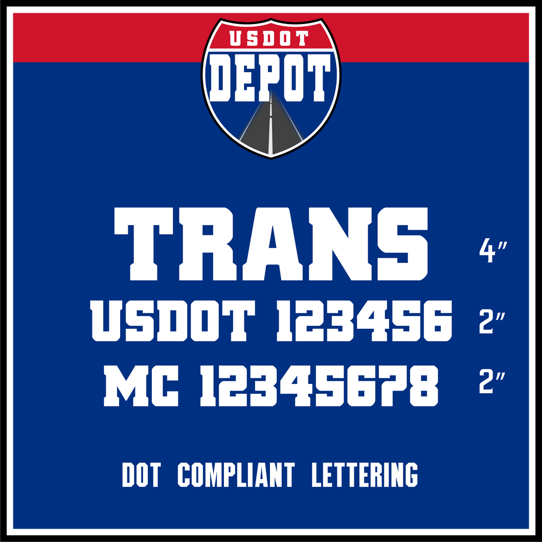 Transport Company Name with USDOT & MC Lettering Number Sticker (2-Pack)