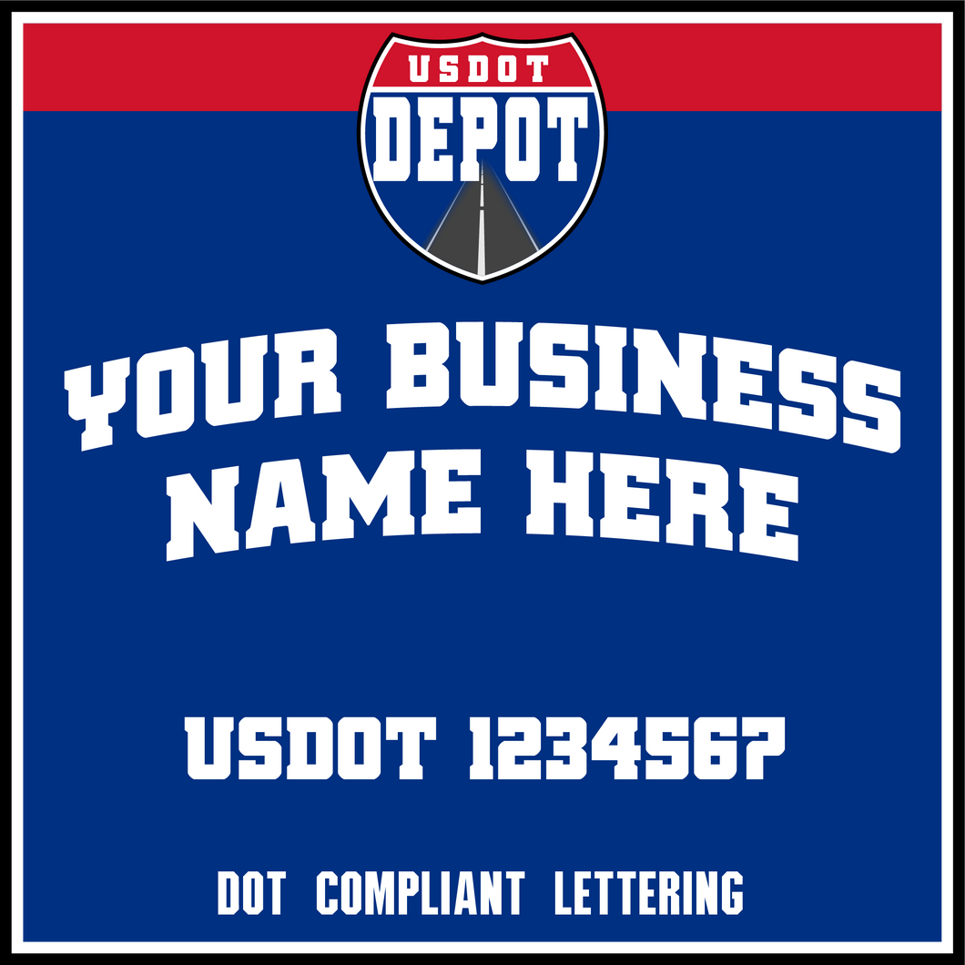 Arched Trucking Business Name with USDOT Number Decal Lettering (2-Pack)