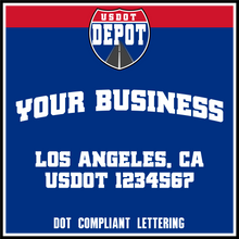 Load image into Gallery viewer, Arched Business Name with Origin &amp; USDOT Number Decal Lettering (2-Pack)

