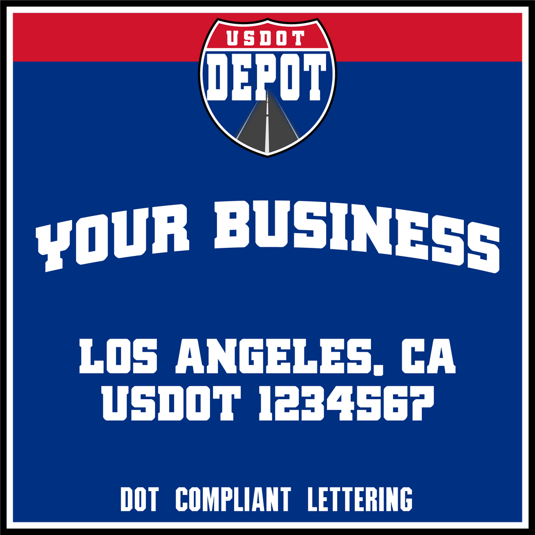 Arched Business Name with Origin & USDOT Number Decal Lettering (2-Pack)