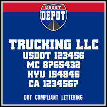 Load image into Gallery viewer, Trucking Business Name with USDOT, MC, KYU &amp; CA Numbers (2-Pack)
