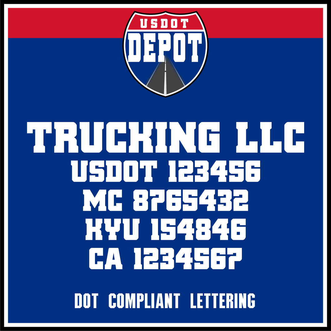 Trucking Business Name with USDOT, MC, KYU & CA Numbers (2-Pack)