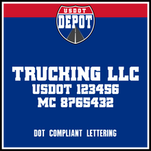 Load image into Gallery viewer, Trucking Business Name Door Decal with USDOT &amp; MC Number Sticker (2-Pack)
