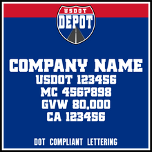 Load image into Gallery viewer, Company Name with USDOT, MC, GVW &amp; CA Number Decal Lettering (2-Pack)
