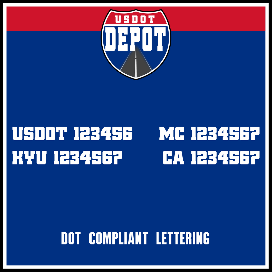 USDOT, MC, KYU & CA Number Sticker Decals (2-Pack)
