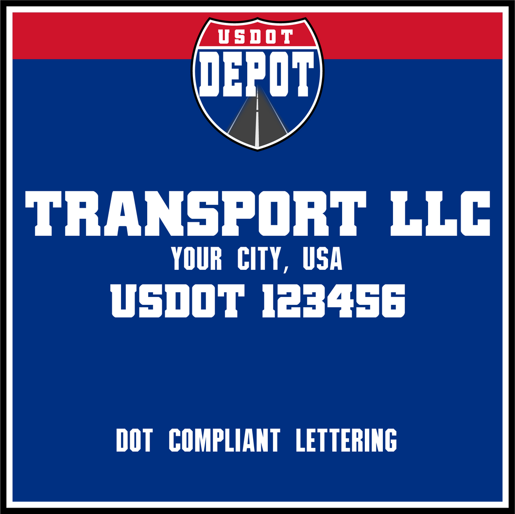 Transport Logistics with Origin City & USDOT Number Sticker Decal Lettering (2-Pack)