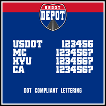 Load image into Gallery viewer, USDOT, MC, KYU &amp; CA Justified Number Decals (2-Pack)
