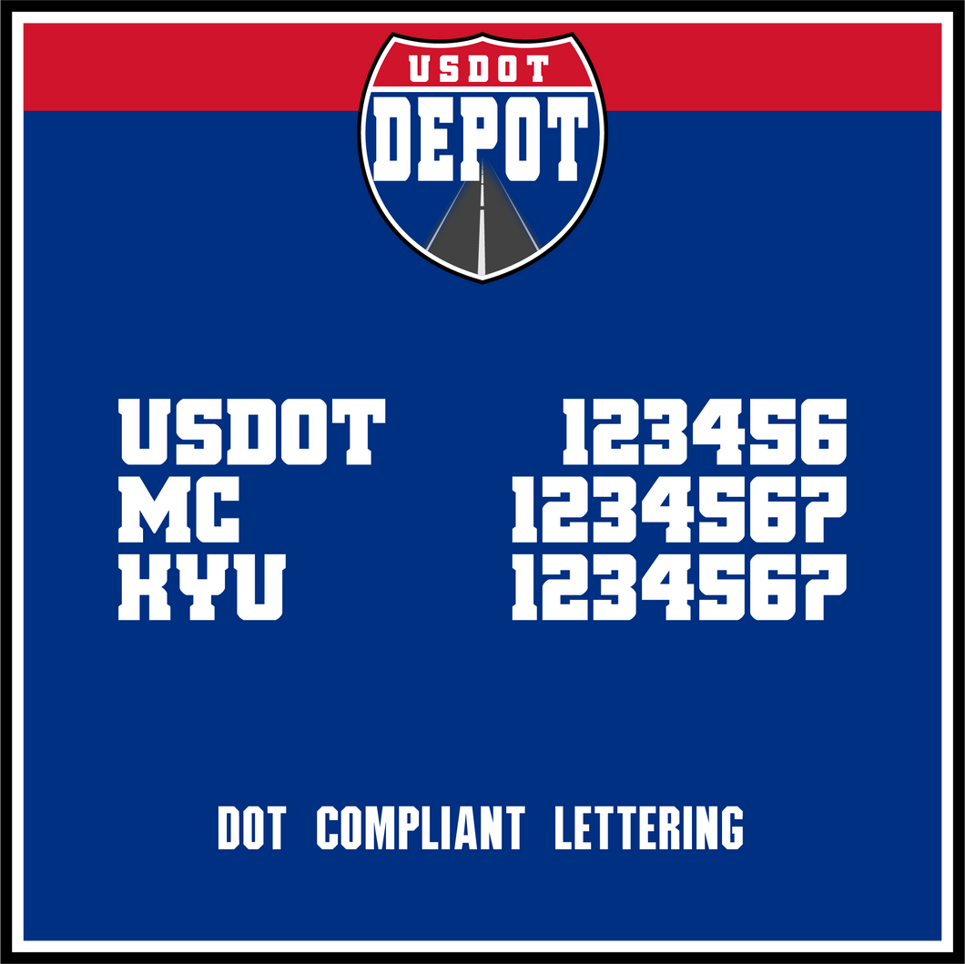 US DOT, MC & KYU Number Sticker Decal Lettering (2-Pack)