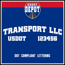 Load image into Gallery viewer, Arched Transport Name with USDOT Number Lettering Decal (2-Pack)
