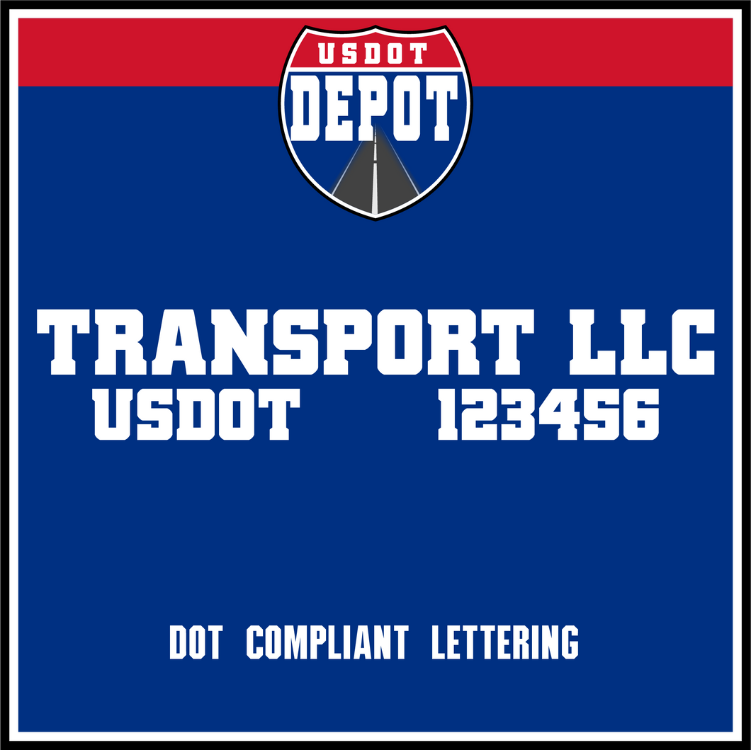 Transport Name with USDOT Number Lettering Sticker Decal (2-Pack)