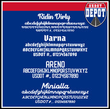 Load image into Gallery viewer, Arched Transport Name with USDOT, MC, KYU &amp; CA Lettering Number Stickers (2-Pack)
