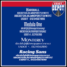 Load image into Gallery viewer, Arched Transport Name with USDOT, MC, CA &amp; KYU Number Lettering Decal (2-Pack)
