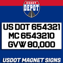 Load image into Gallery viewer, usdot mc gvw magnet sign
